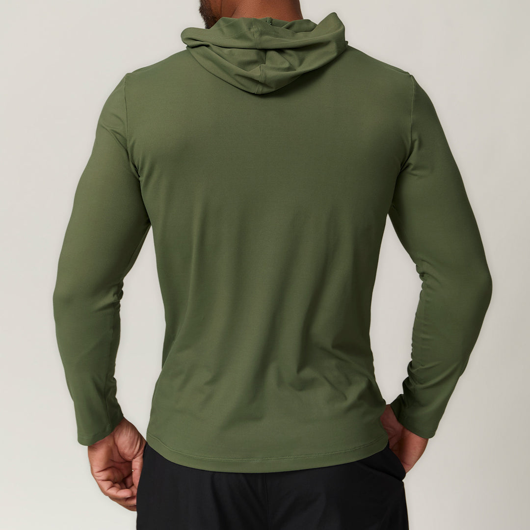Herren Sportliches Langarm-Hoodie T-Shirt mit feuchtigkeitsableitender Technologie Drune