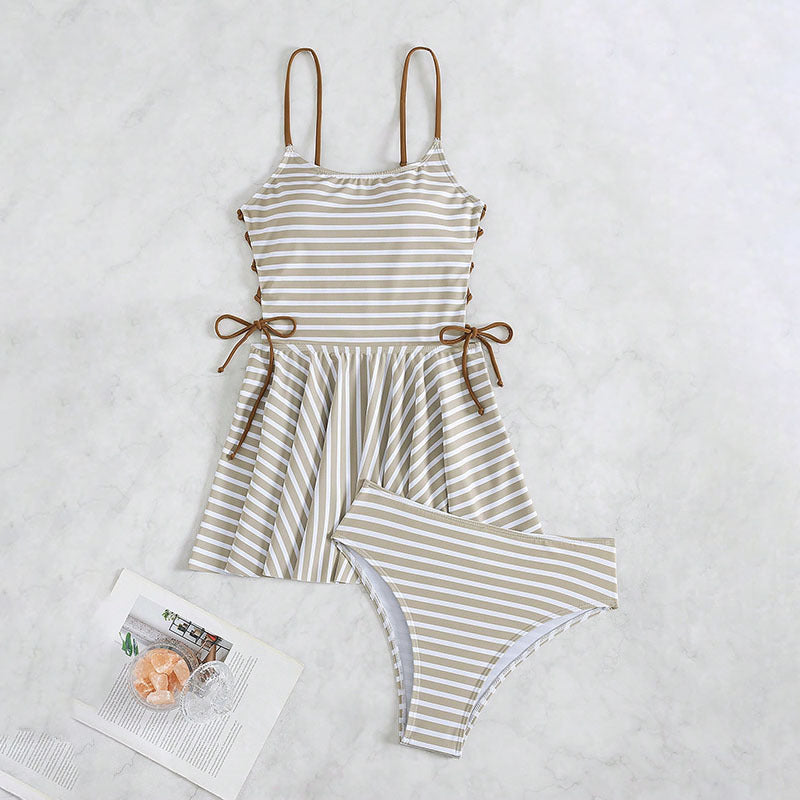 Damen rückenfreies Tankini-Set mit modischem Rüschendesign Drune