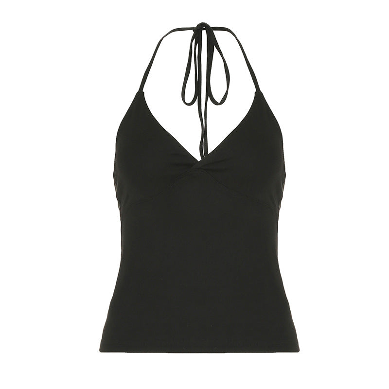 Damen Spaghettiträger Tanktop mit raffiniertem Wickeldesign Drune