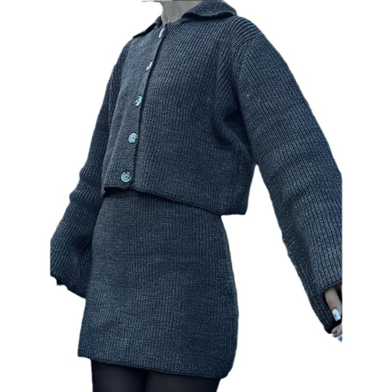 Damen Strickkleid mit weitem Schnitt und Knopfleiste Drune