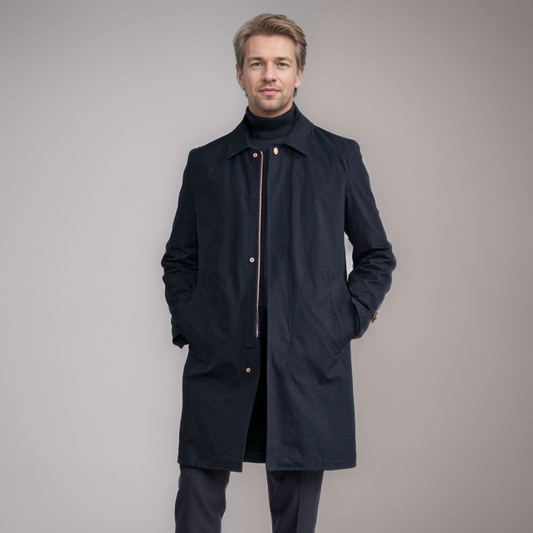 Herren Mid-Length Einreihiger Mantel mit verdeckter Knopfleiste und taillierter Silhouette Drune