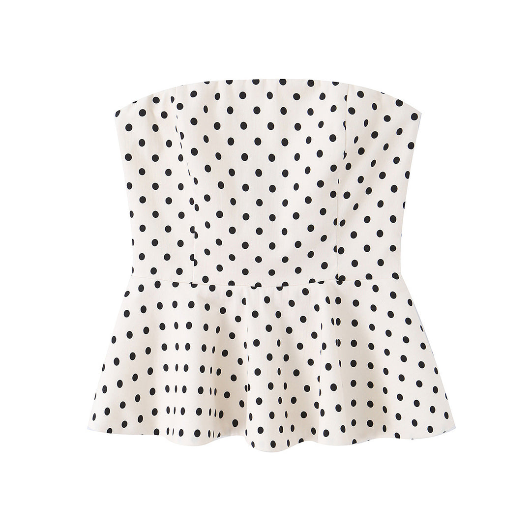 Damen Peplum-Oberteil mit strukturiertem Polka-Dot-Muster Drune
