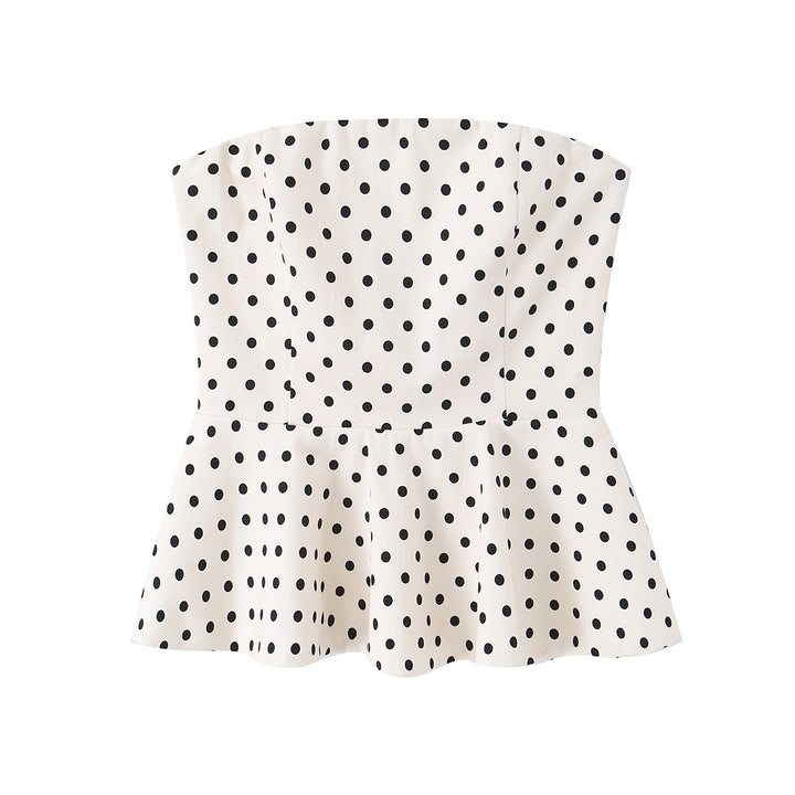 Damen Peplum-Oberteil mit strukturiertem Polka-Dot-Muster Drune
