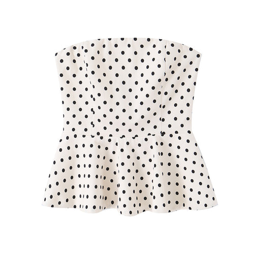 Damen Peplum-Oberteil mit strukturiertem Polka-Dot-Muster Drune