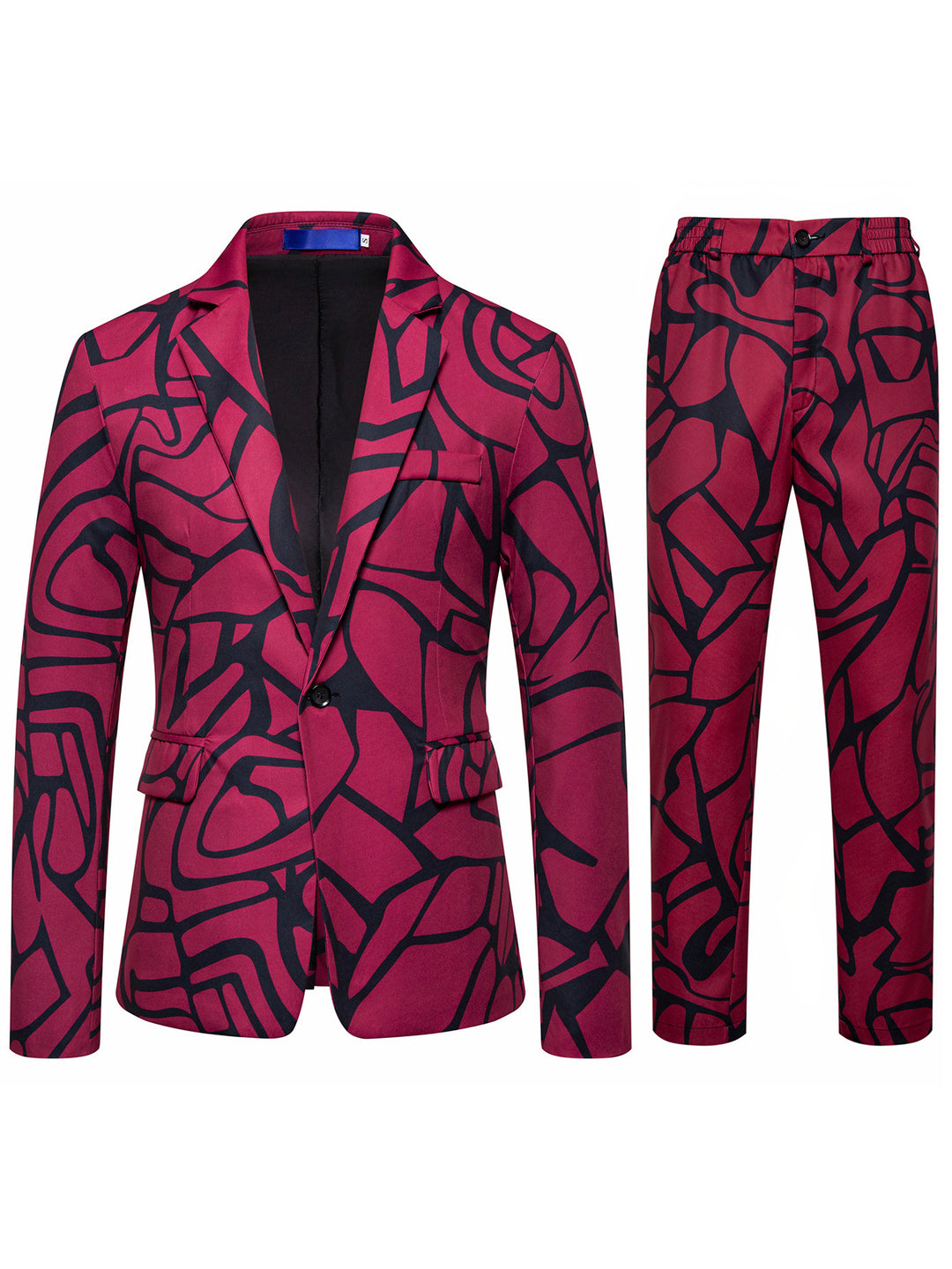 Herren Zweiteiliges Satin-Anzugsset mit grafischem Allover‑Print und schmaler Silhouette Drune