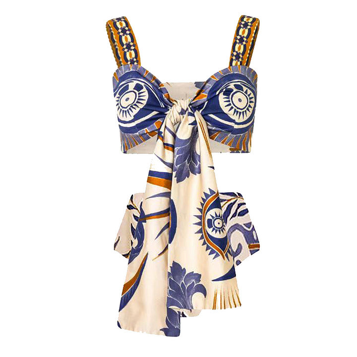 Damen elegantes Wickeloberteil und kombiniertes Rockset Drune