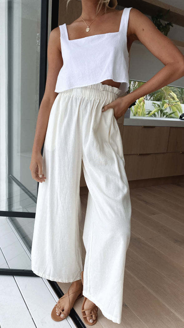 Damen weite Palazzo-Hose mit elastischem Bund und bequemer Passform Drune