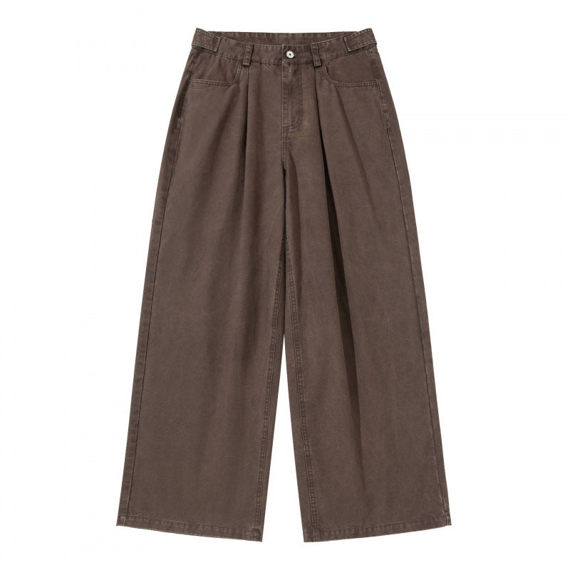 Damen Weite Bundfalten-Hose mit hoher Taille und weitem Bein Drune
