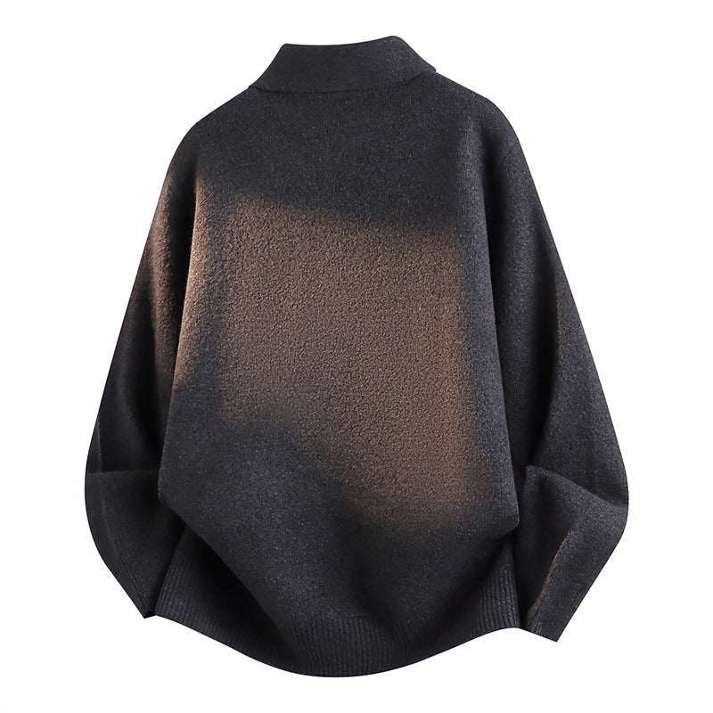 Unisex Lässiger Oversize-Strickpullover mit Polokragen und Halber Knopfleiste Drune