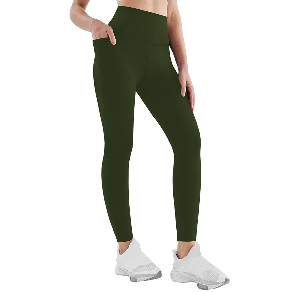 Damen Athletische Stretch-Leggings mit hoher Taille und seitlichen Taschen Drune