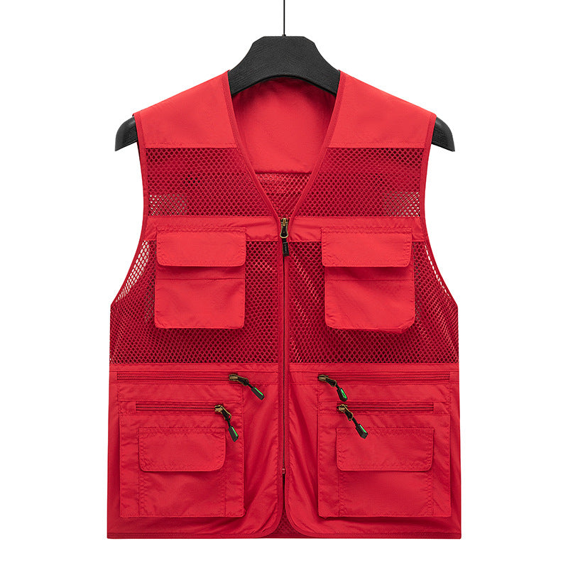 Herren Atmungsaktive Angler- und Fotografenweste mit Mesh‑Paneelen, Multifachtaschen und Zweiwege‑Reißverschluss Drune