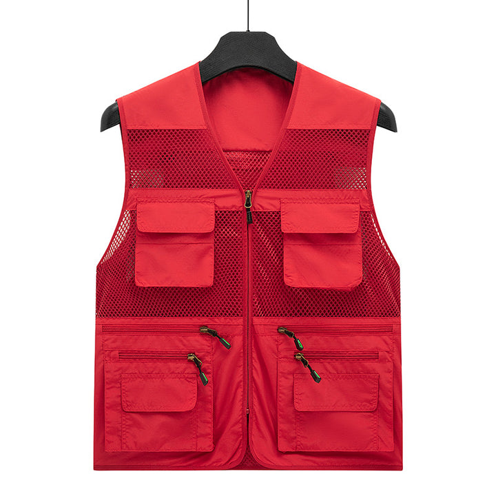 Herren Atmungsaktive Angler- und Fotografenweste mit Mesh‑Paneelen, Multifachtaschen und Zweiwege‑Reißverschluss Drune