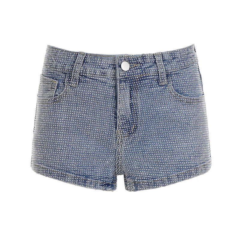 Damen Glitzernde Denim-Shorts mit funkelnden Akzenten Drune