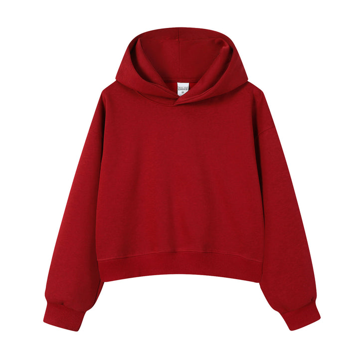 Damen modischer cropped Hoodie mit weitem Schnitt Drune