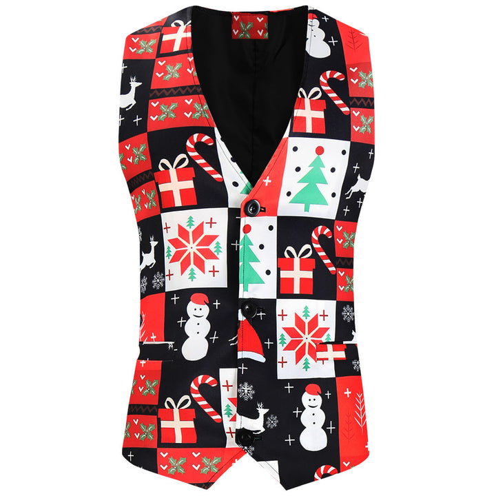 Herren Weihnachtliche Weste mit Santa-Alloverprint und tailliertem Schnitt Drune