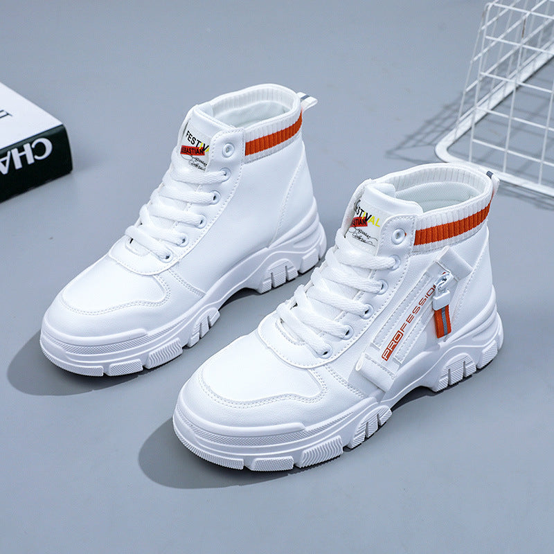 Damen Hohe Sneakers mit modischem Reißverschluss und atmungsaktivem Innenfutter Drune