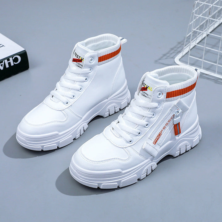 Damen Hohe Sneakers mit modischem Reißverschluss und atmungsaktivem Innenfutter Drune