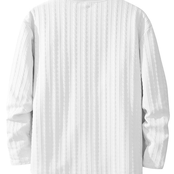 Herren Feinstruktur-Grobstrick Rundhals-Sweatshirt mit Zopfmuster & relaxed Schnitt Drune