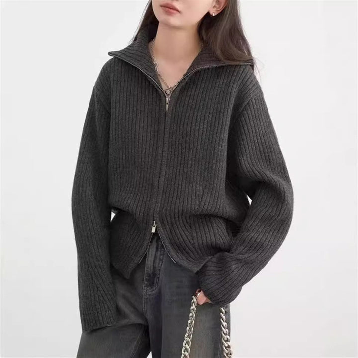 Damen Strickjacke mit sportlichem Reißverschluss und Rippstruktur Drune