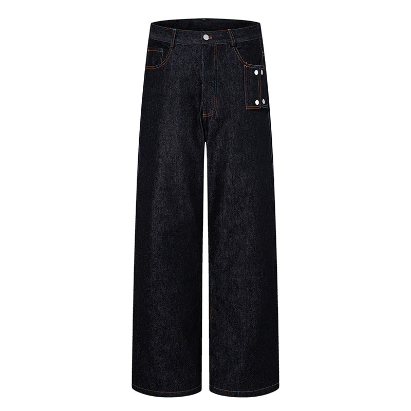 Damen Hochtaillierte Wide‑Leg Jeanshose mit Utility‑Tasche Drune