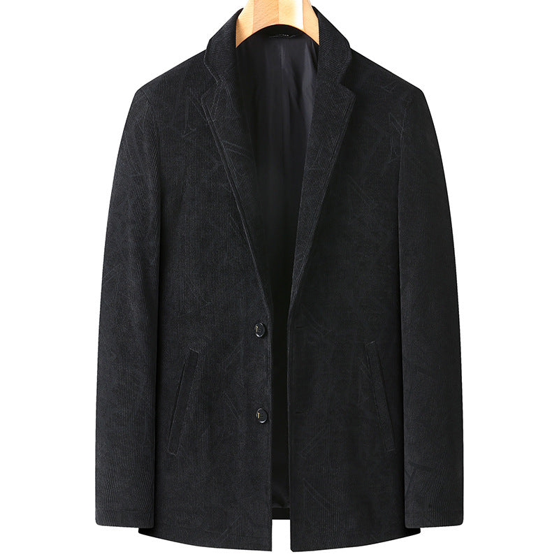 Herren Struktur-Blazer aus Wollmischung mit dezenter Diamantstruktur und schmalem Revers Drune