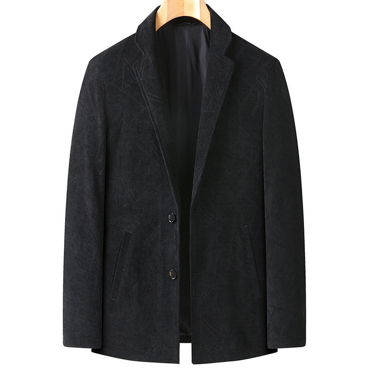 Herren Struktur-Blazer aus Wollmischung mit dezenter Diamantstruktur und schmalem Revers Drune