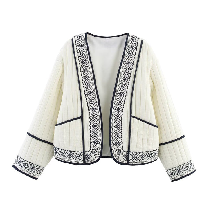Damen elegante Quilted-Jacke mit filigraner Stickerei Drune