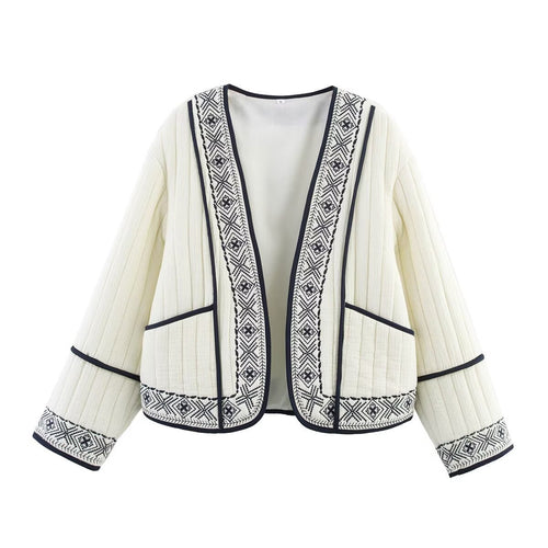 Damen elegante Quilted-Jacke mit filigraner Stickerei Drune