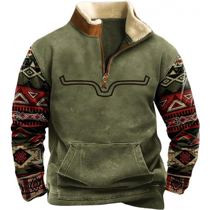 Herren Wärmender Fleece-Pullover mit Stehkragen Drune