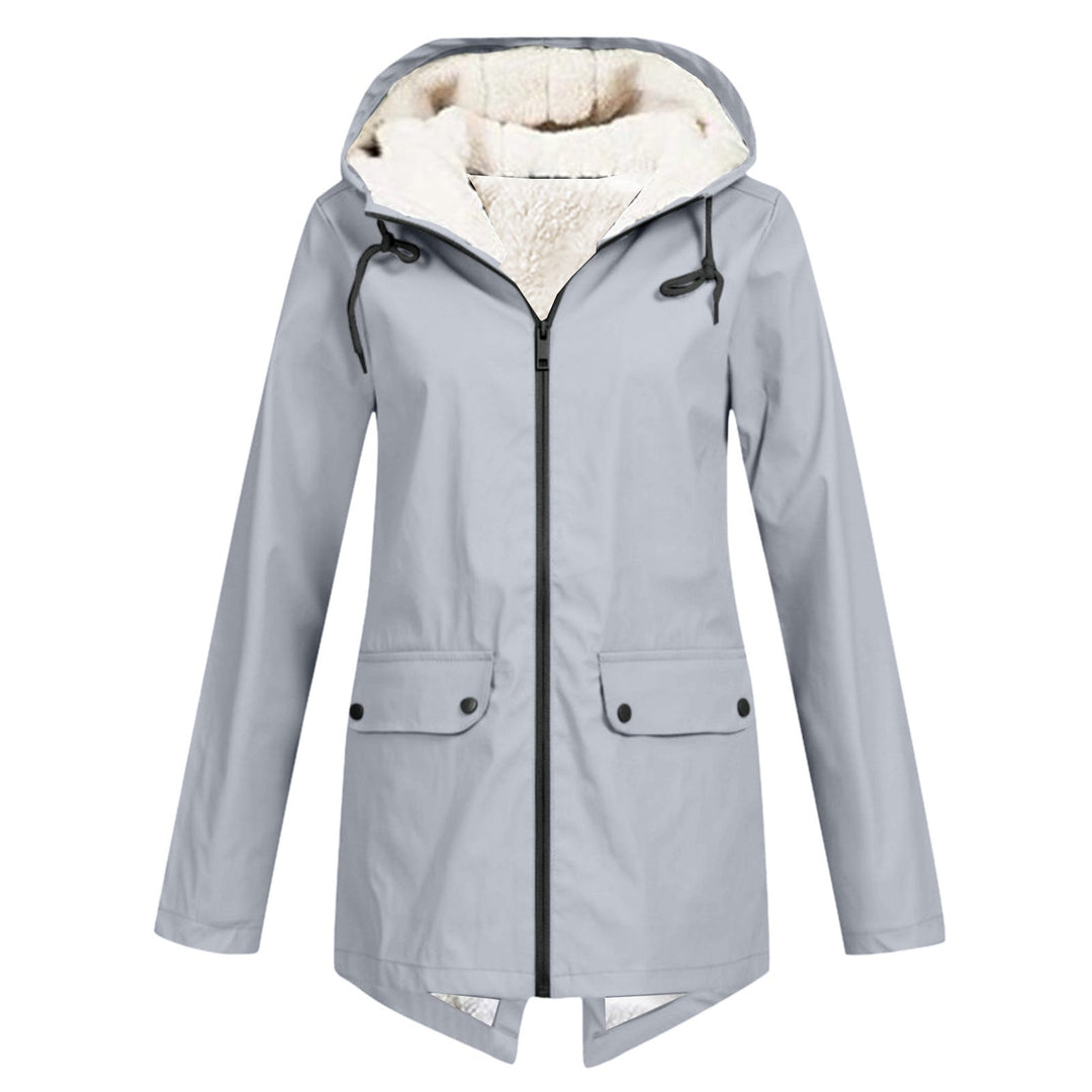 Damen wetterfeste und gefütterte Regenjacke mit verstellbarem Kapuzenkragen Drune