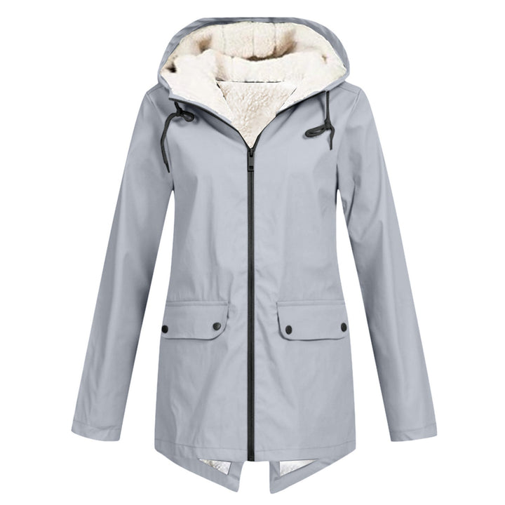 Damen wetterfeste und gefütterte Regenjacke mit verstellbarem Kapuzenkragen Drune