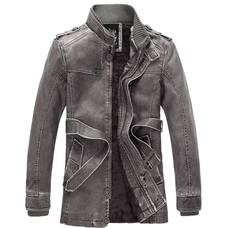 Herren Denim-Militärjacke mit Teddyfutter und Multifunktionstaschen Drune
