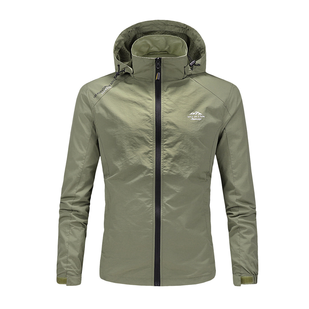 Herren Ultraleichte packbare Outdoorjacke mit hohem Kragen, Kapuze und atmungsaktivem Meshfutter Drune