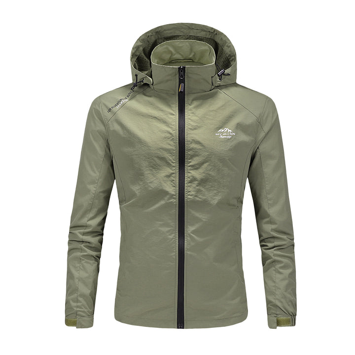 Herren Ultraleichte packbare Outdoorjacke mit hohem Kragen, Kapuze und atmungsaktivem Meshfutter Drune