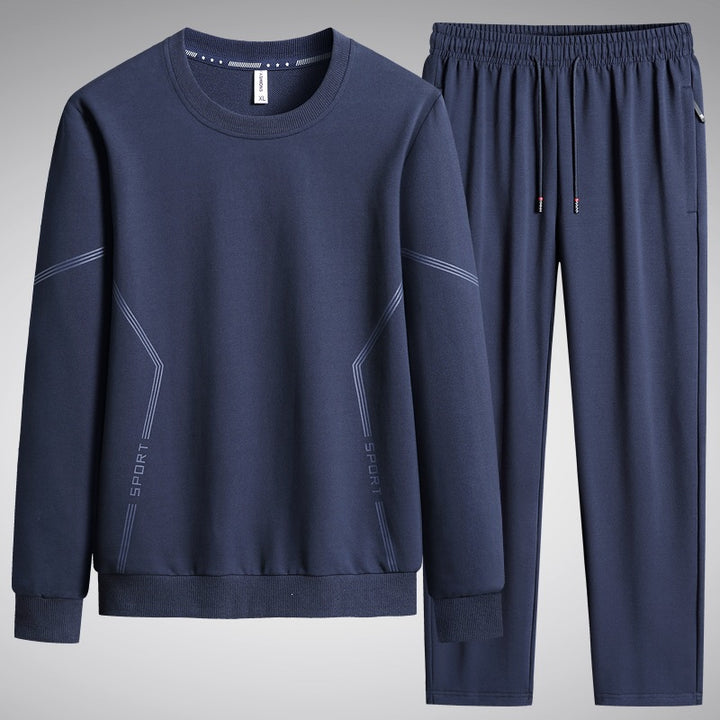 Herren Sportliches Freizeit-Jogginganzug-Set aus atmungsaktivem Funktionsfleece mit Rundhalsausschnitt & Kordelbund Drune