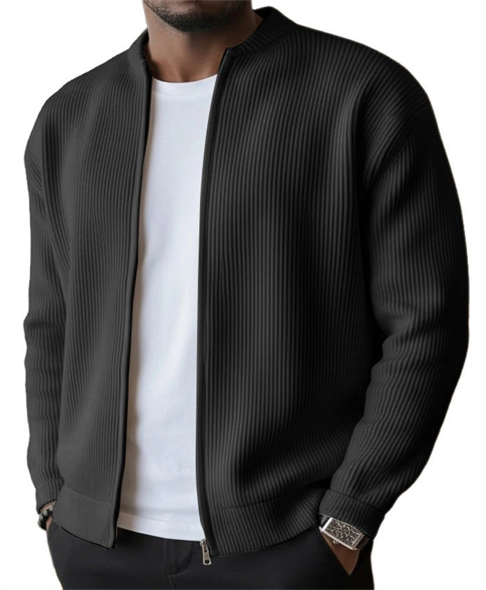 Herren Rippstrick Bomber Cardigan mit vollem Reißverschluss EB