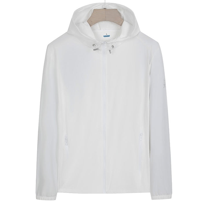 Unisex Leichte wind- und wasserabweisende Kapuzen‑Übergangsjacke mit durchgehendem Reißverschluss, Reißverschlusstaschen & elastischen Bündchen Drune