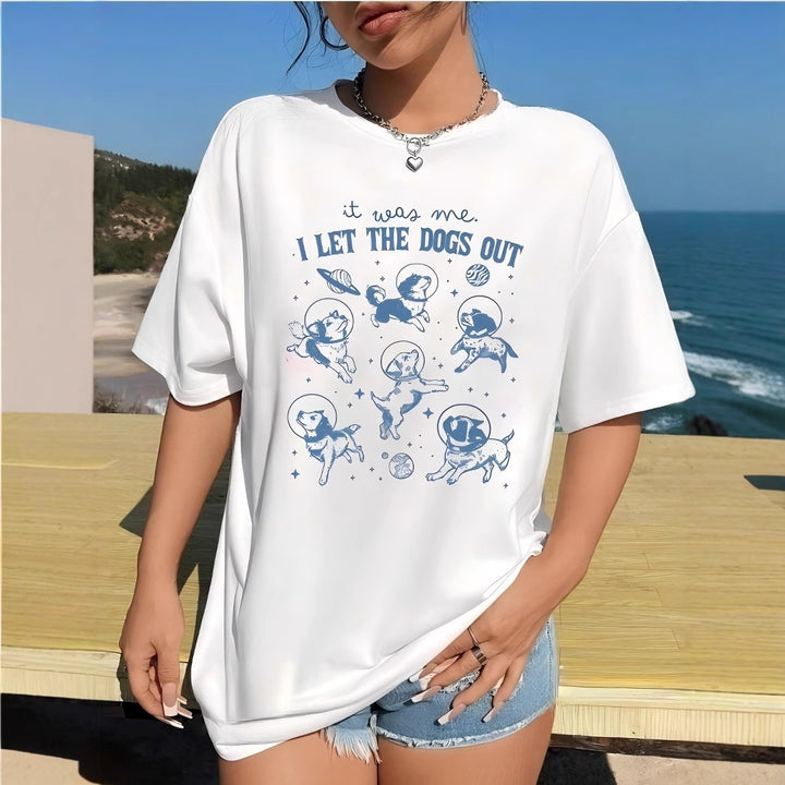 Damen T-Shirt mit kreativem Hundedesign und lässigem Schnitt Drune