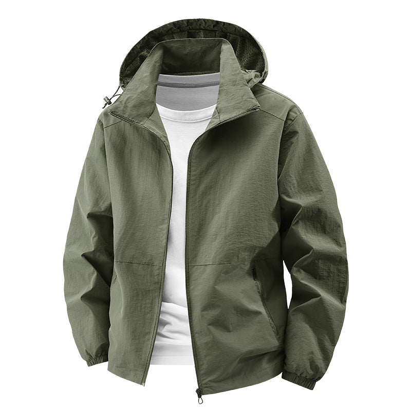 Herren Leichte Outdoor-Jacke mit verstellbarem Kapuzenkragen Drune