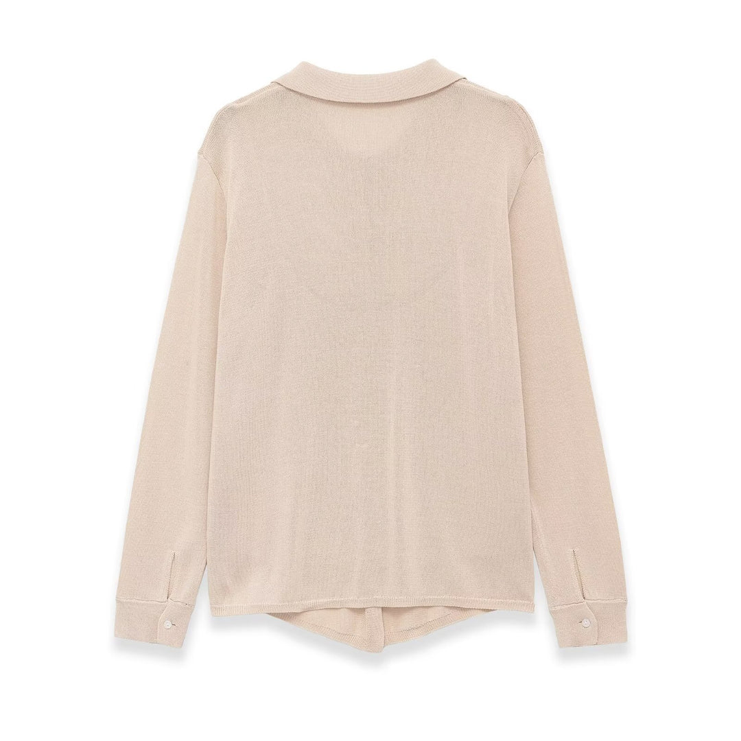 Damen Leichter Strick-Cardigan mit Hemdkragen und Knopfleiste Drune