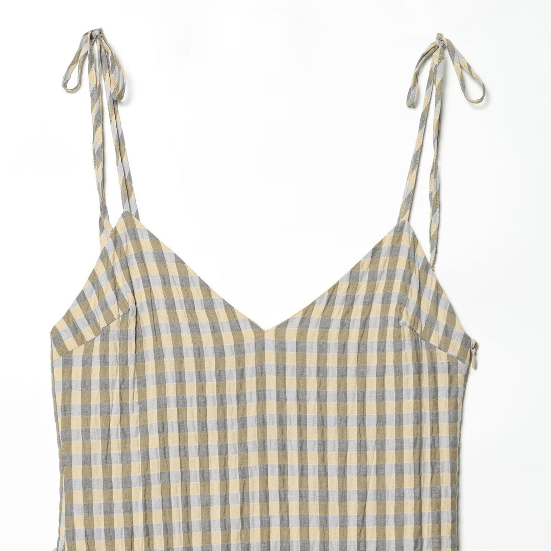 Damen luftiges V-Ausschnitt Sommerkleid mit Rüschen und verstellbaren Trägern Drune