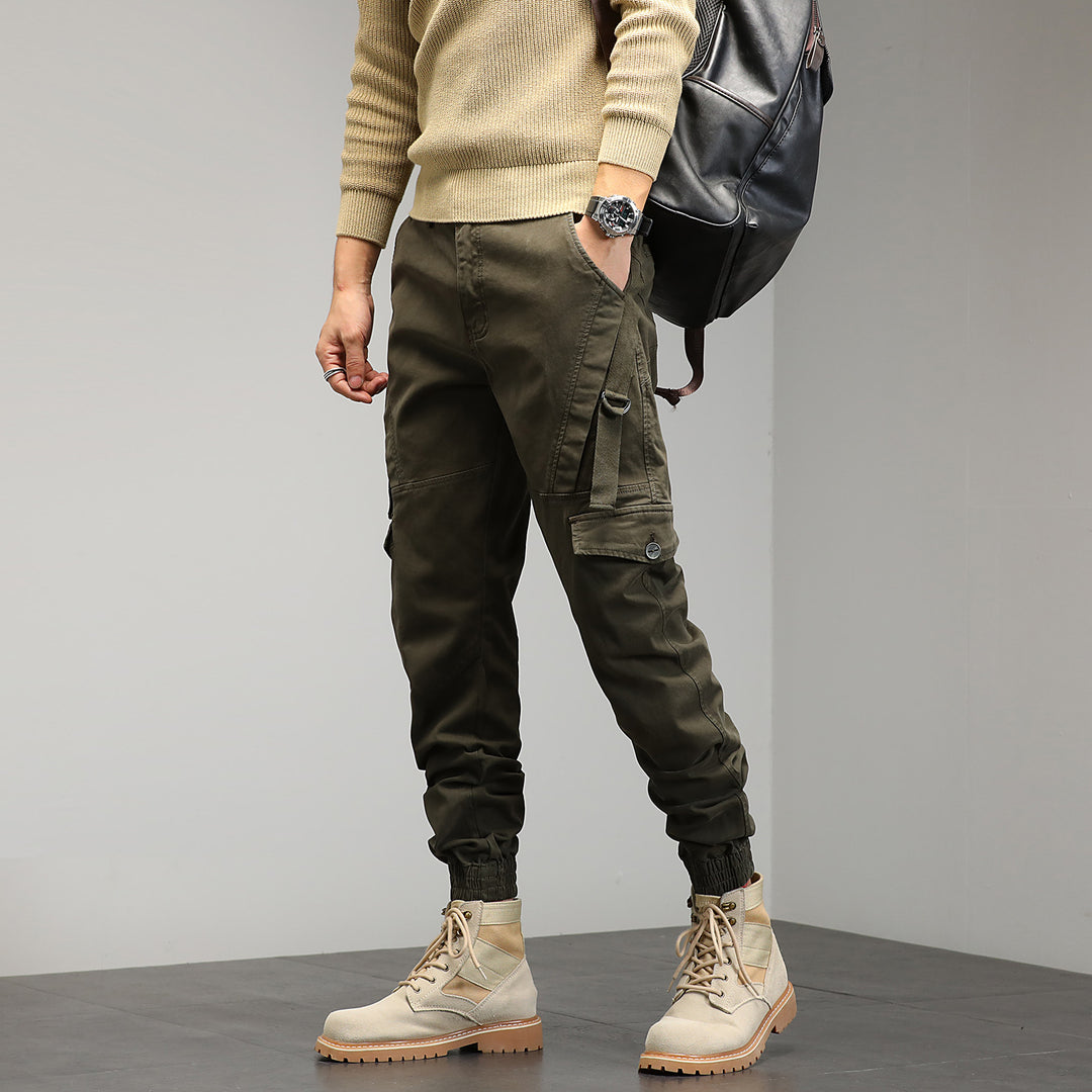 Herren Tapered Cargo‑Jogger mit D‑Ring, Kniepaneelen und elastischen Bündchen Drune