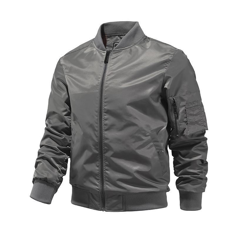 Herren Windabweisende Nylon-Bomberjacke mit Reißverschluss-Ärmeltasche und gerippten Bündchen Drune