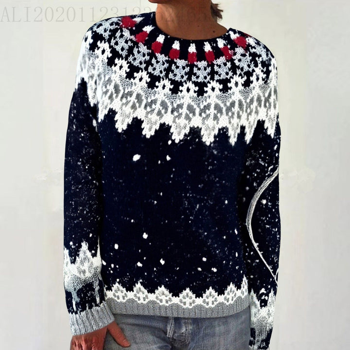 Damen nan Norwegerpullover aus Wollmix mit Rundhalsausschnitt und traditionellem Fair-Isle-Yoke Drune