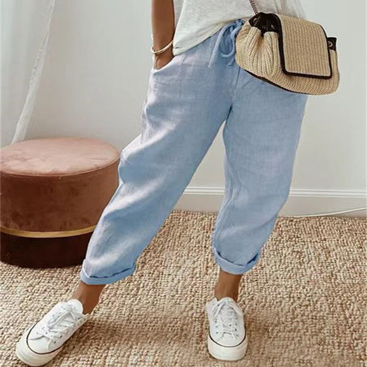 Damen Lockere Bedruckte Jogger mit Kordelzug und Rippbund Drune