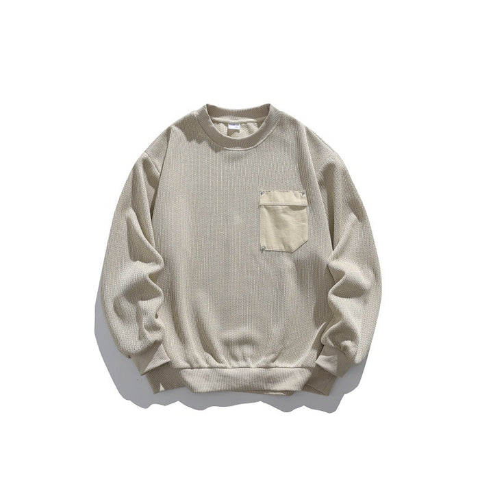 Unisex Waffelstruktur-Sweatshirt mit Brusttasche und elastischem Saum Drune