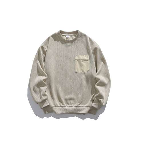 Unisex Waffelstruktur-Sweatshirt mit Brusttasche und elastischem Saum Drune