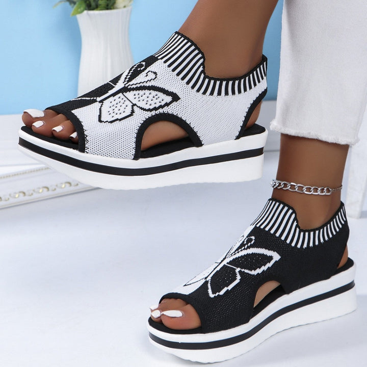 Damen Sportliche Plateau-Sandalen mit modischem Schmetterlingsdesign Drune