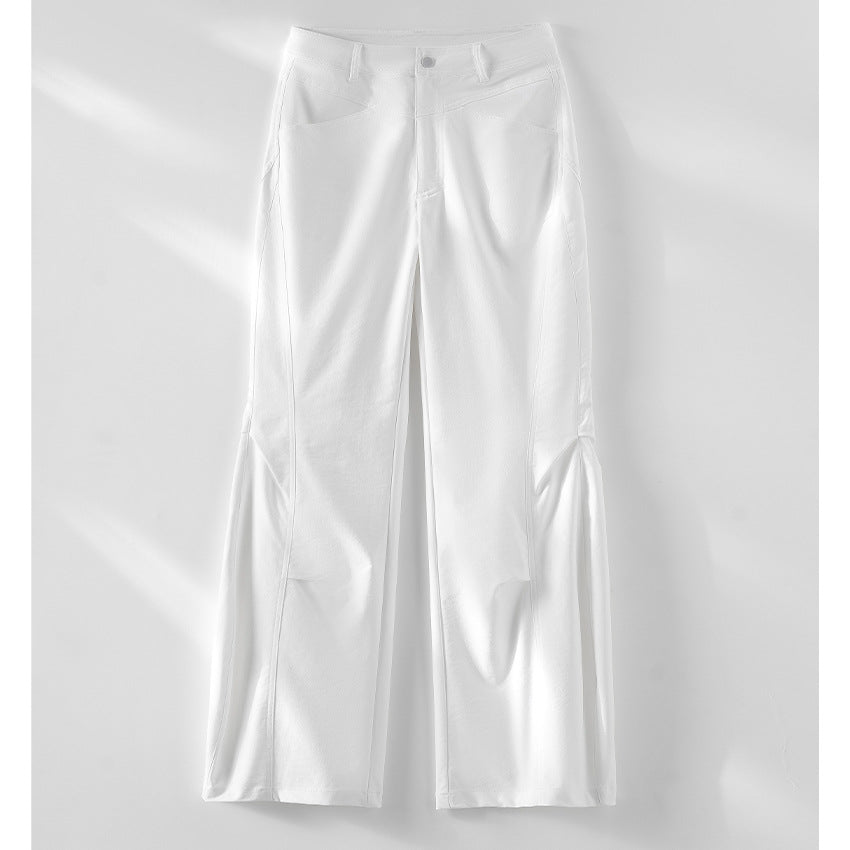 Damen Weite High‑Waist-Hose mit eingesetztem Beinschlitz und markanten Eingrifftaschen Drune