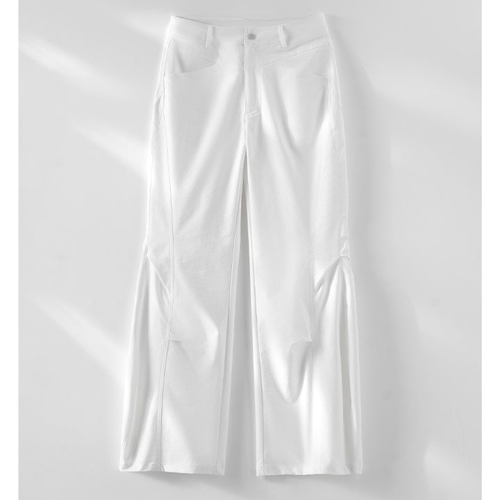 Damen Weite High‑Waist-Hose mit eingesetztem Beinschlitz und markanten Eingrifftaschen Drune